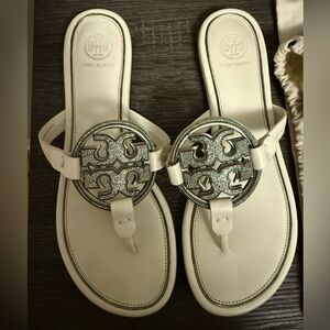 Tory Burch Pave Miller Sandals -Ivory/White- size 8